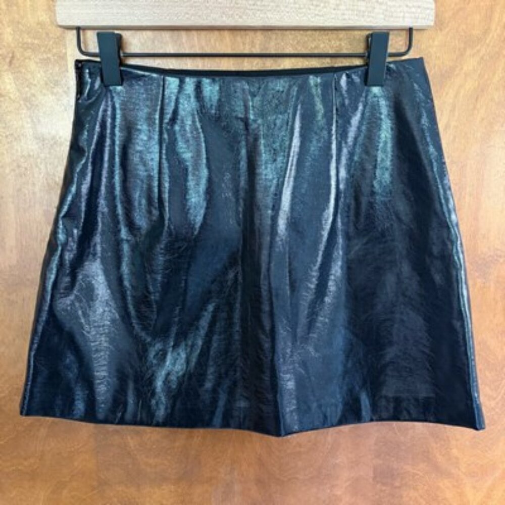 Abercrombie & Fitch Black Vegan Leather Scarlett Mini Skort High Rise Skirt Y2K